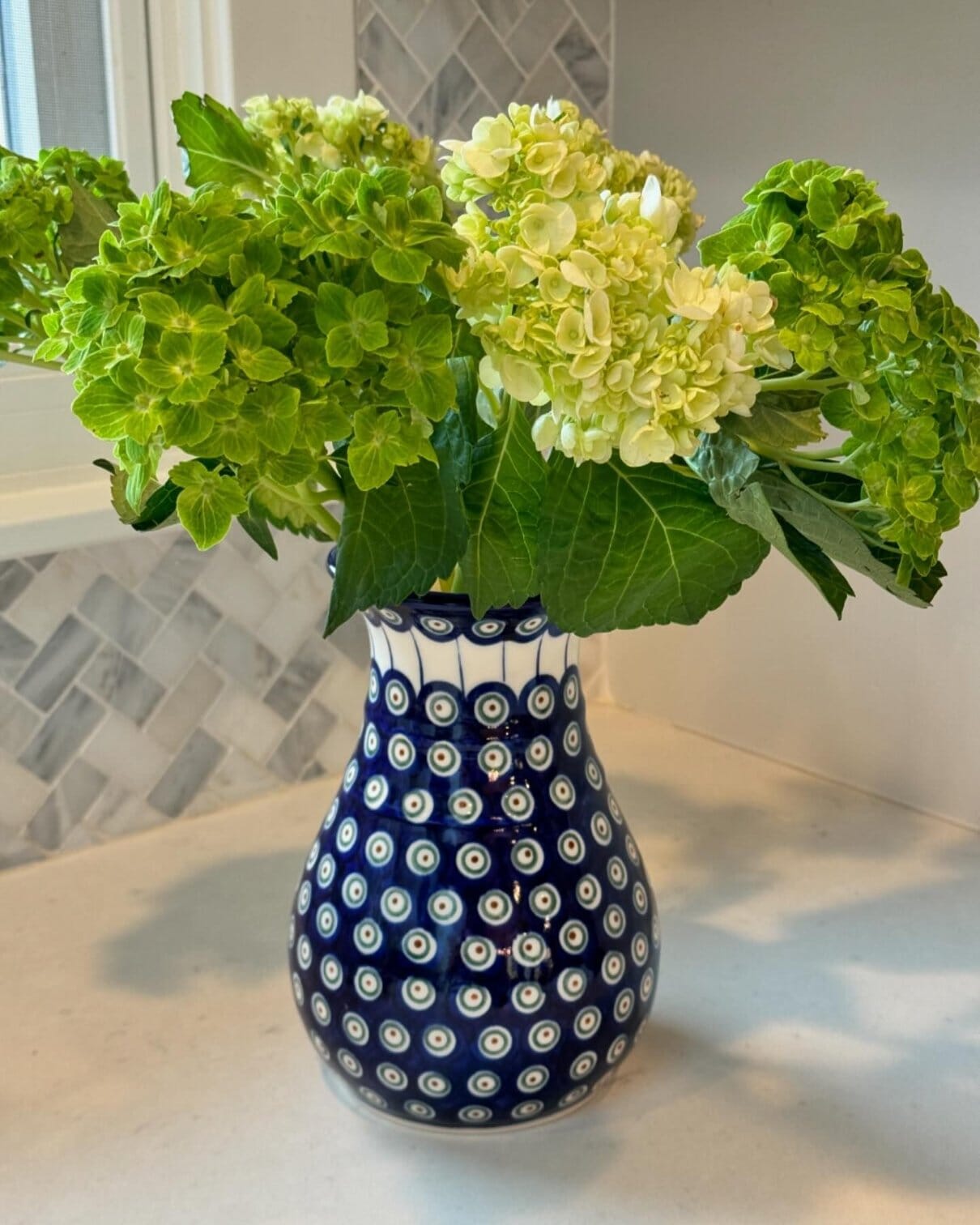 Vase, Tall, 8.5", WR (WR30D) in "Bows in Snow" by W.R. Ceramika | WR30D-WR15