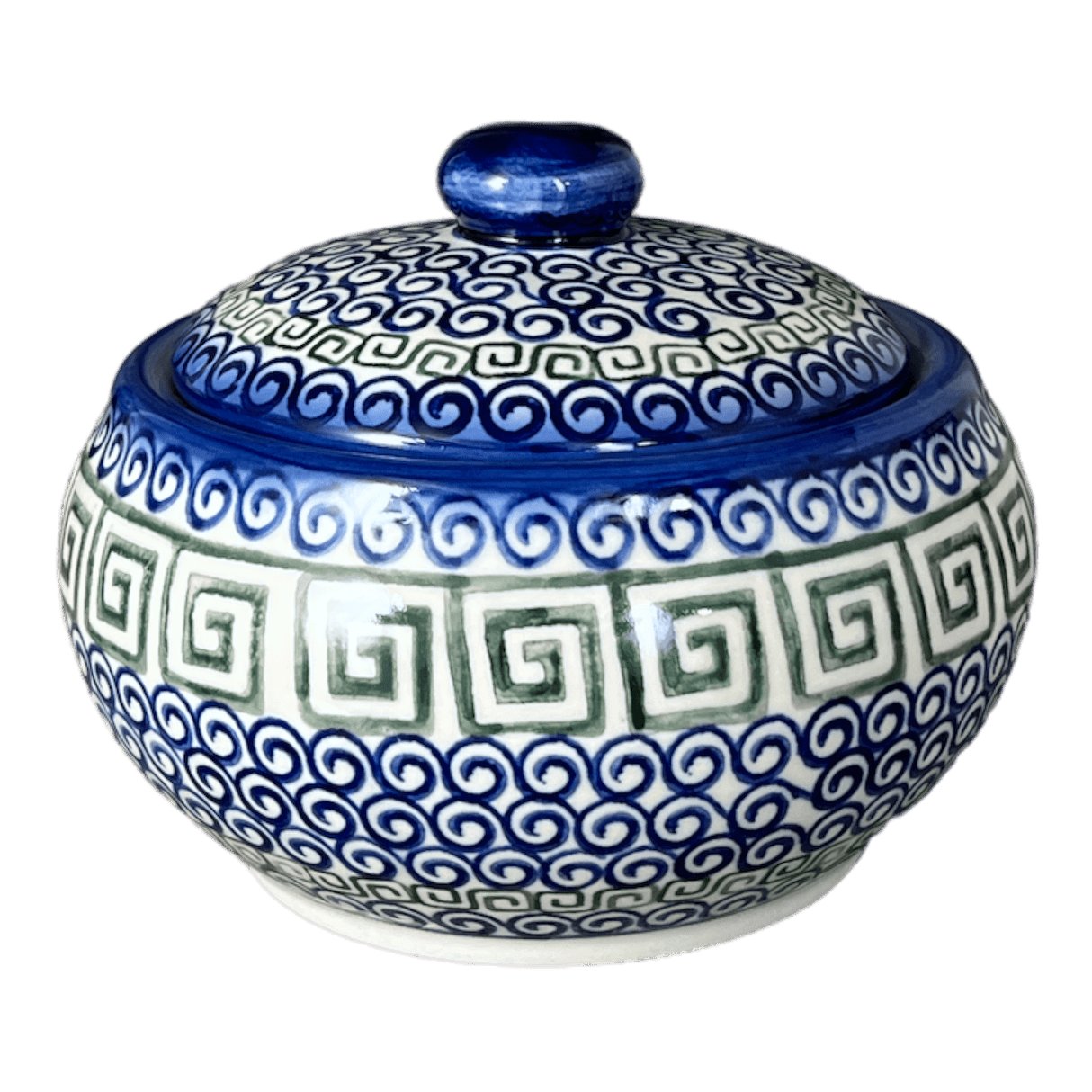 Container, Round, Covered, 5" x 4", WR (WR31I) in "Greek Columns" by W.R. Ceramika | WR31I-NP20