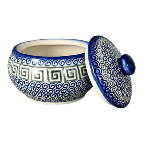 Polish Pottery Round Covered Container (Greek Columns) | WR31I-NP20 Additional Image at PolishPotteryOutlet.com