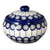 Polish Pottery Round Covered Container (Peacock in Line) | WR31I-SM1 at PolishPotteryOutlet.com