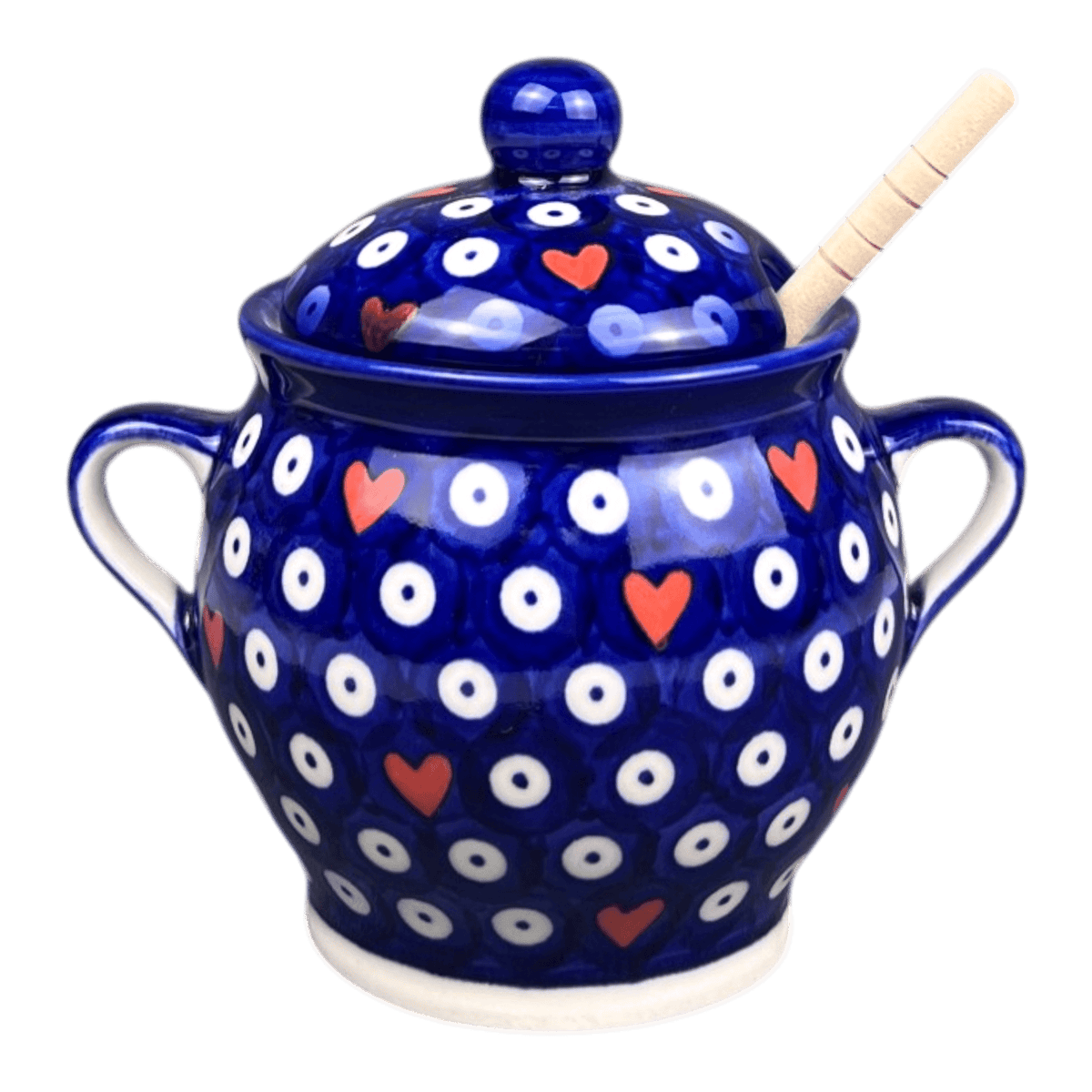 Jar, Honey, 5", WR (WR31L) in "Hearts & Dots" by W.R. Ceramika | WR31L-SMA2