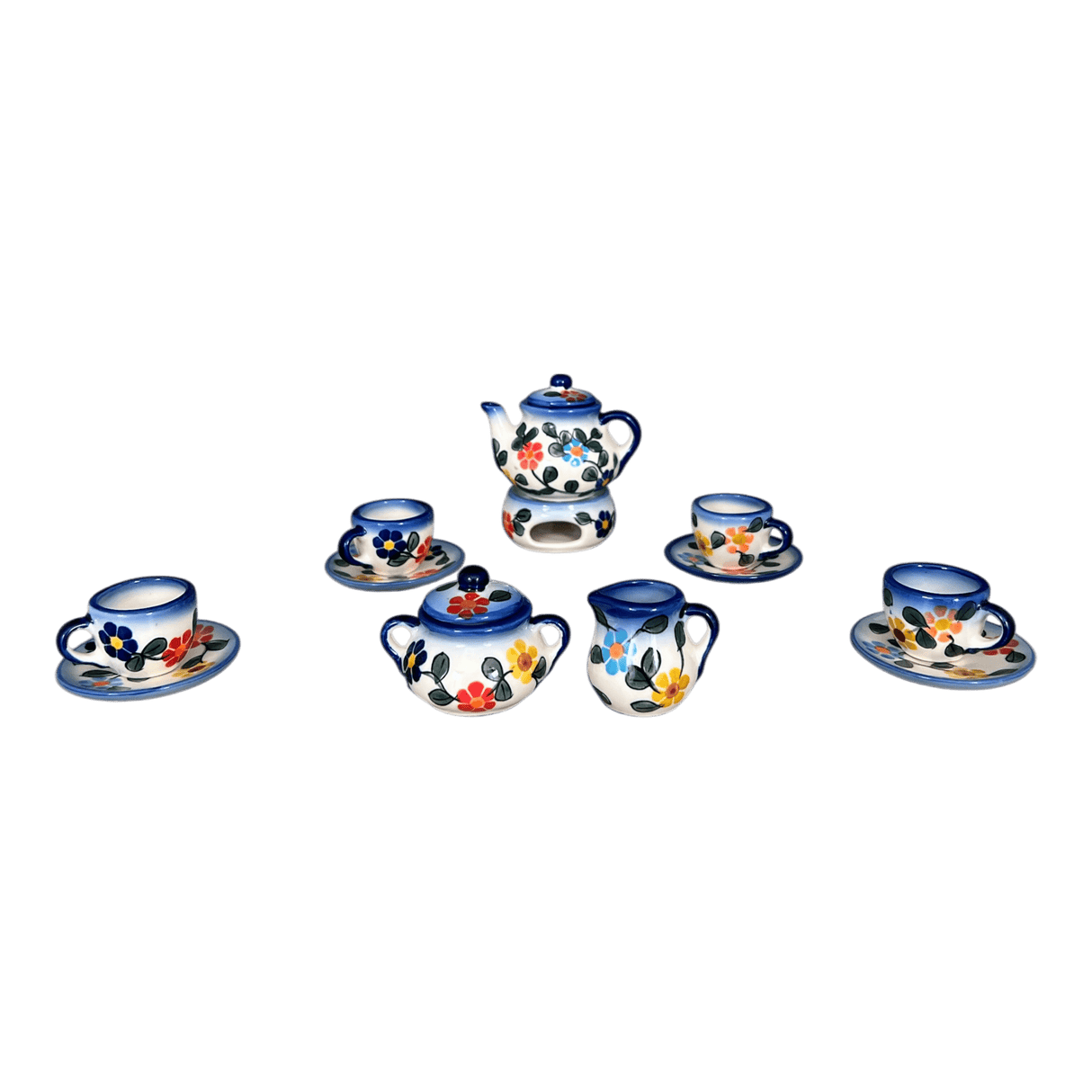 Tea Set, Miniature Child's, WR (WR34A) in "Rainbow Shower" by W.R. Ceramika | WR34A-NP18