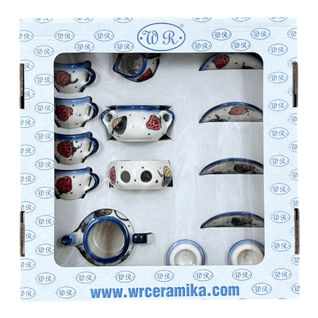 Tea Set, Miniature Child's, WR (WR34A) in "Strawberries & Blossoms" by W.R. Ceramika | WR34A-WR2