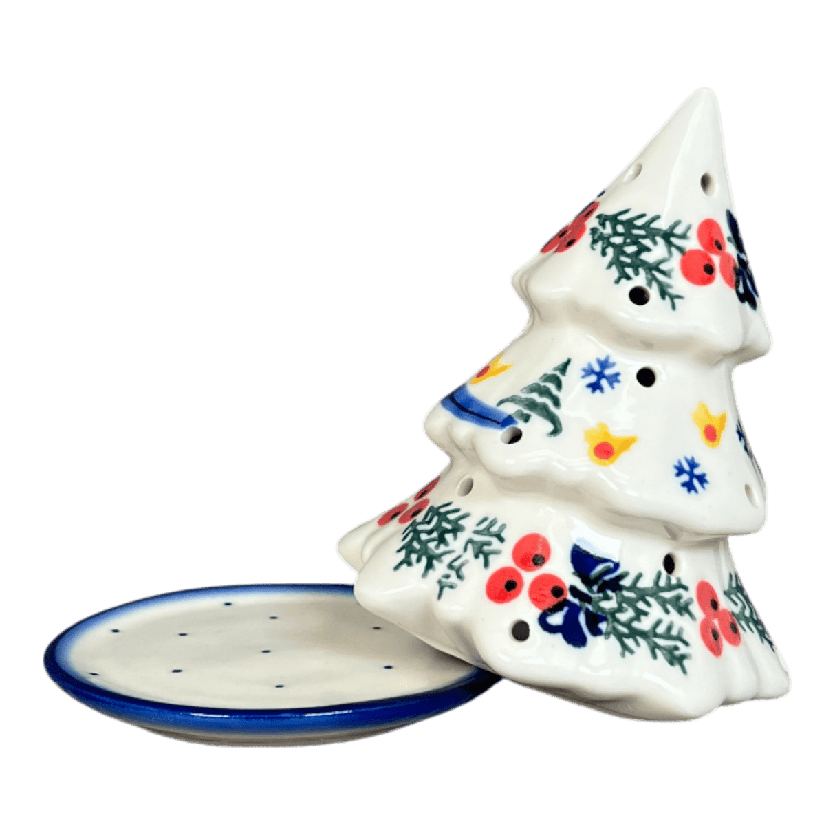 Luminary, Christmas Tree, 5", WR (WR44A) in "Bows in Snow" by W.R. Ceramika | WR44A-WR15