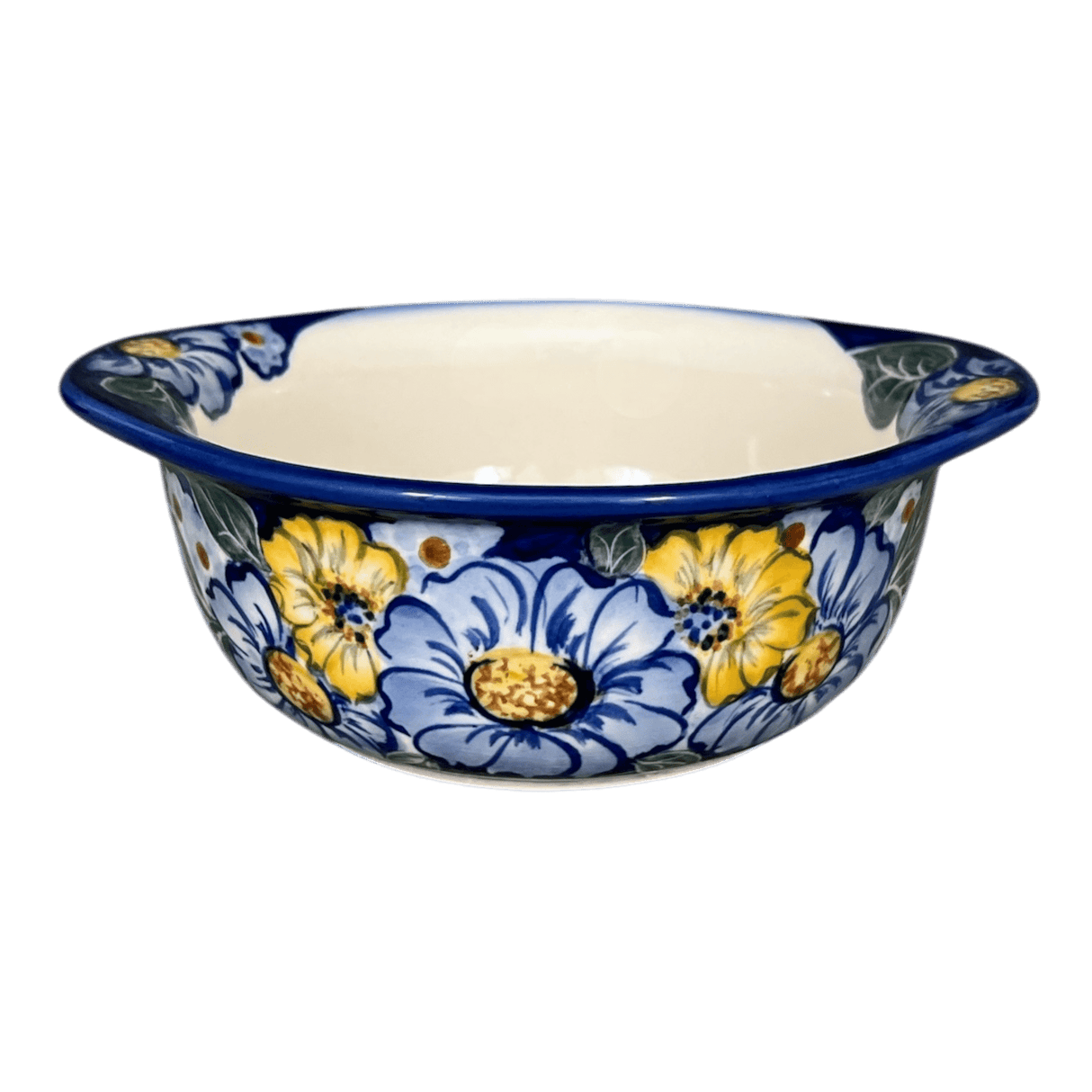 Bowl, Round, Soup, 7.25" x 6.25", WR (WR51B) in "Cobalt Blossoms" by W.R. Ceramika | WR51B-AB5