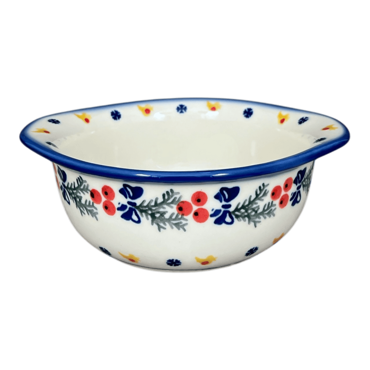 Bowl, Round, Soup, 7.25" x 6.25", WR (WR51B) in "Bows in Snow" by W.R. Ceramika | WR51B-WR15