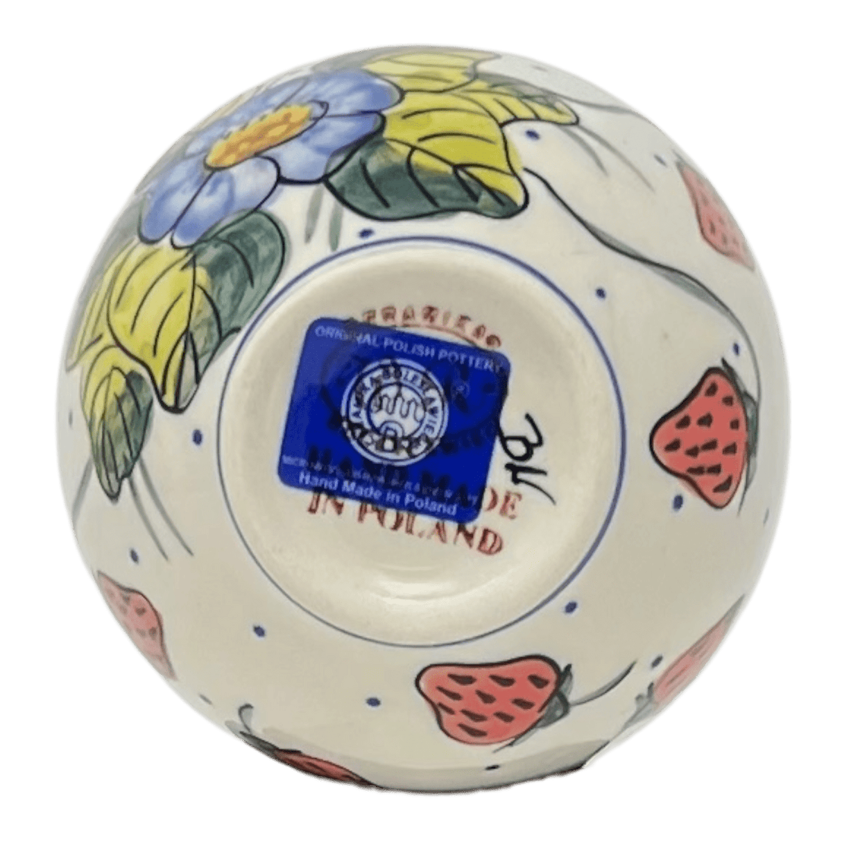 Bowl, Round, Dipping, 3.75", WR (WR51C) in "Strawberries & Blossoms" by W.R. Ceramika | WR51C-WR2