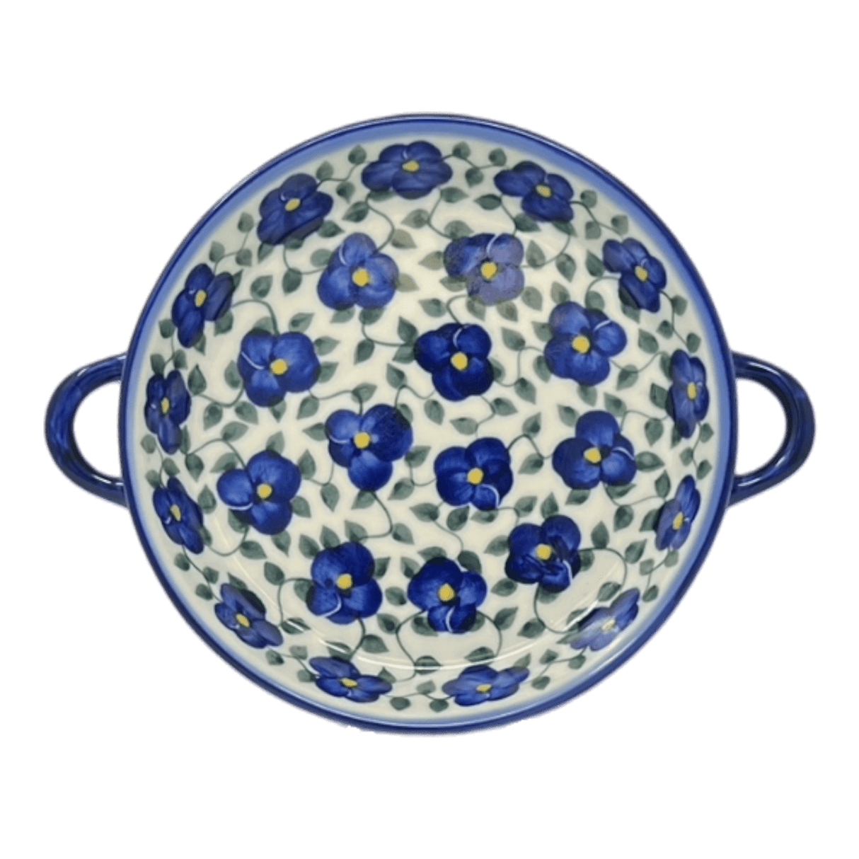 Individual Casserole, Round Dish Handles, 7.75", WR (WR52A) in "Pansy Storm" by W.R. Ceramika | WR52A-EZ3