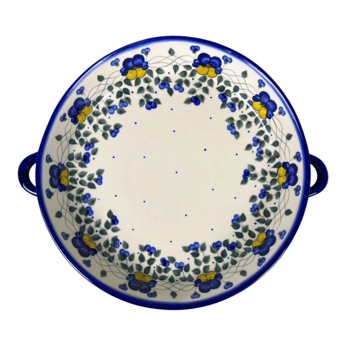 Casserole, Round Dish Handles, 11", WR (WR52C) in "Pansy Wreath" by W.R. Ceramika | WR52C-EZ2