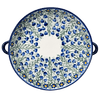 Polish Pottery 11" Round Casserole Dish With Handles (Modern Blue Cascade) | WR52C-GP1 at PolishPotteryOutlet.com