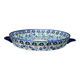 Polish Pottery 11" Round Casserole Dish With Handles (Modern Blue Cascade) | WR52C-GP1 Additional Image at PolishPotteryOutlet.com