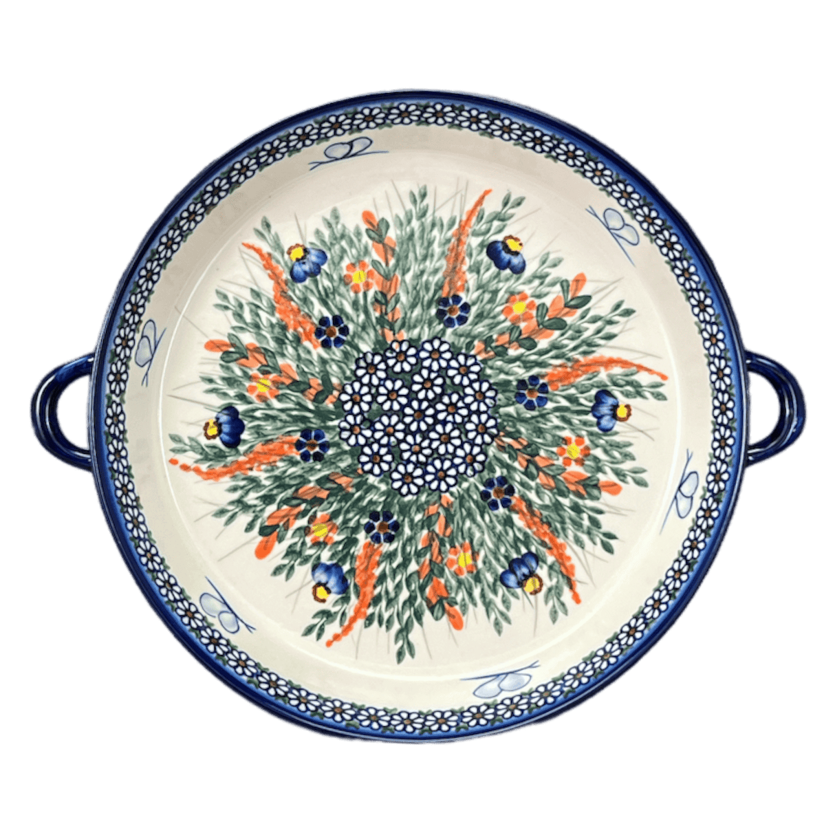 Casserole, Round Dish Handles, 11", WR (WR52C) in "Butterfly Delight" by W.R. Ceramika | WR52C-PP2