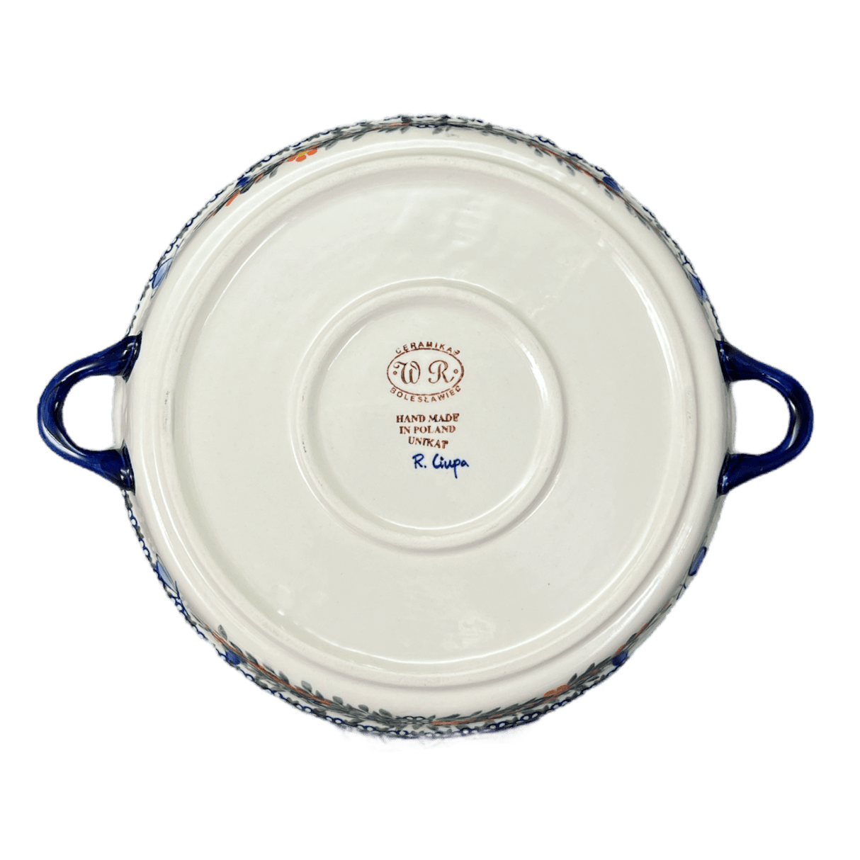 Casserole, Round Dish Handles, 11", WR (WR52C) in "Butterfly Delight" by W.R. Ceramika | WR52C-PP2