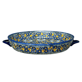 Polish Pottery 11" Round Casserole Dish With Handles (Chamomile) | WR52C-RC4 Additional Image at PolishPotteryOutlet.com