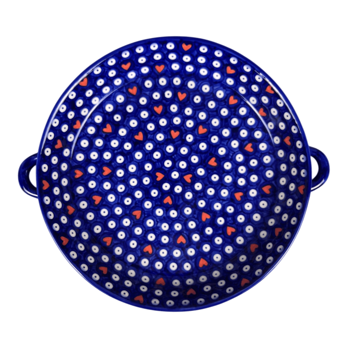 Casserole, Round Dish Handles, 11", WR (WR52C) in "Hearts & Dots" by W.R. Ceramika | WR52C-SMA2