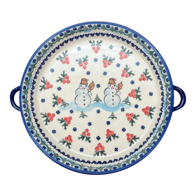 Polish Pottery 11" Round Casserole Dish With Handles (Frosty & Friend) | WR52C-WR11 Additional Image at PolishPotteryOutlet.com