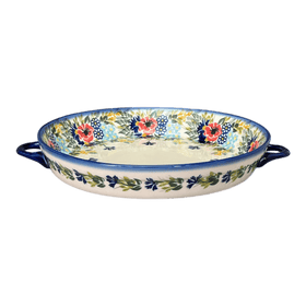 Polish Pottery 11" Round Casserole Dish With Handles (Blooming Wildflowers) | WR52C-WR57 Additional Image at PolishPotteryOutlet.com