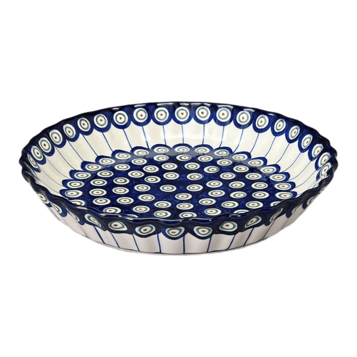 Pan, Tart, 9.8", WR (WR52D) in "Peacock in Line" by W.R. Ceramika | WR52D-SM1