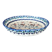 A picture of a Polish Pottery WR Tart Pan (Frosty & Friend) | WR52D-WR11 as shown at PolishPotteryOutlet.com/products/tart-pan-frosty-friend-wr52d-wr11