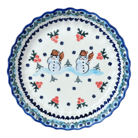 A picture of a Polish Pottery WR Tart Pan (Frosty & Friend) | WR52D-WR11 as shown at PolishPotteryOutlet.com/products/tart-pan-frosty-friend-wr52d-wr11