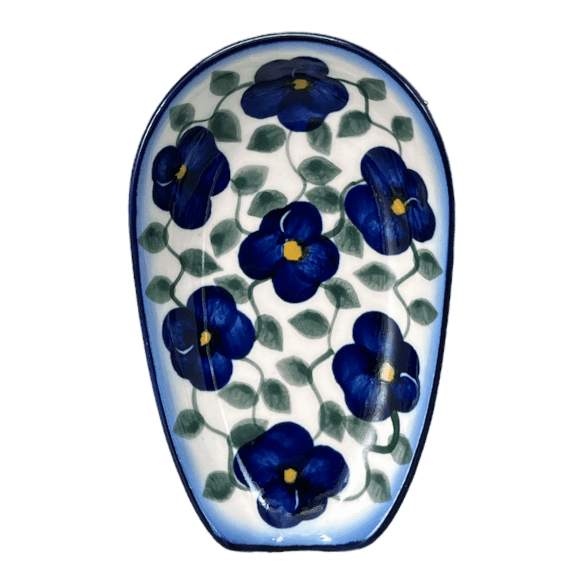 Spoon Rest, 3.5" x 5", WR (WR55D) in "Pansy Storm" by W.R. Ceramika | WR55D-EZ3