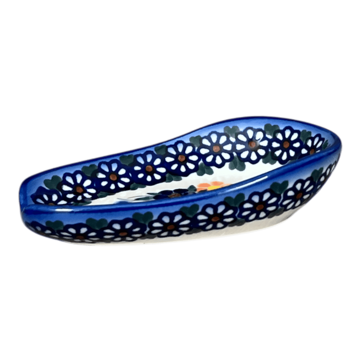 Spoon Rest, 3.5" x 5", WR (WR55D) in "Butterfly Delight" by W.R. Ceramika | WR55D-PP2