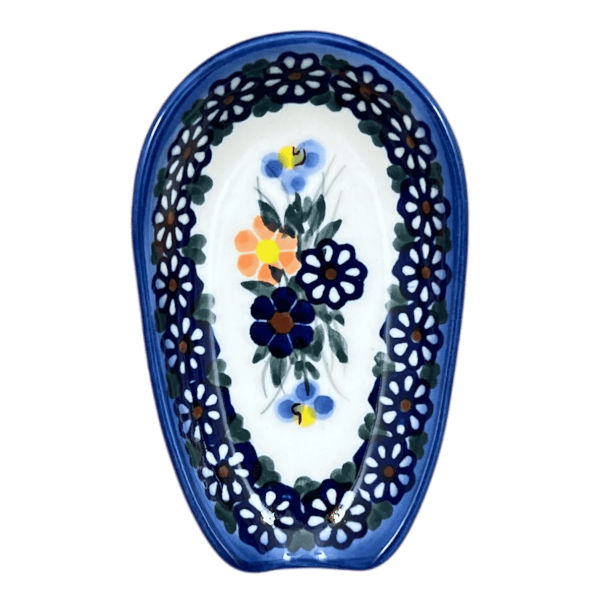 Spoon Rest, 3.5" x 5", WR (WR55D) in "Butterfly Delight" by W.R. Ceramika | WR55D-PP2