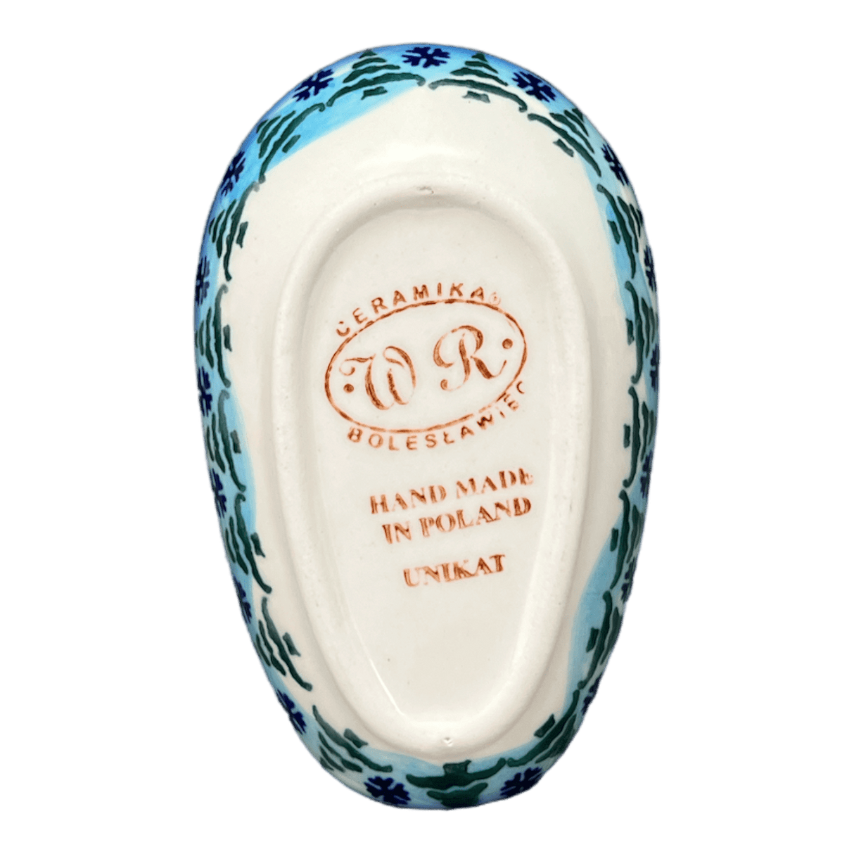 Spoon Rest, 3.5" x 5", WR (WR55D) in "Frosty & Friend" by W.R. Ceramika | WR55D-WR11