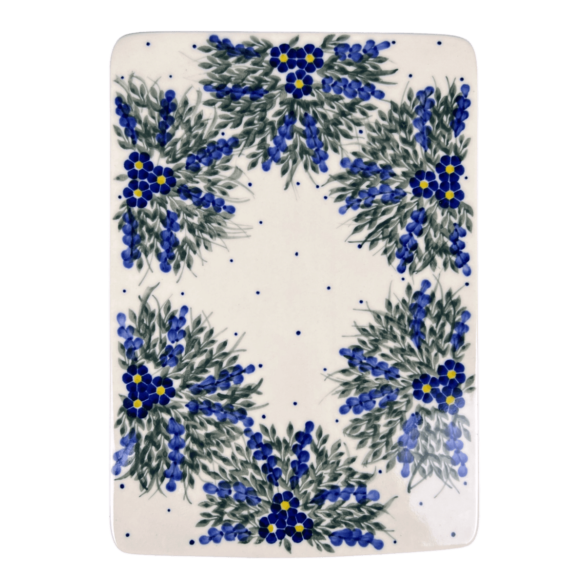 Cutting Board, Rectangular, 8" x 12", WR (WR58B) in "Delphinium Spray" by W.R. Ceramika | WR58B-BW3