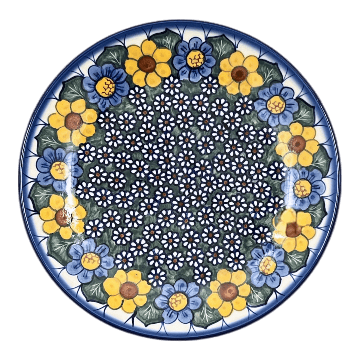 Plate, Round, Salad, 9.5", WR (WR5A) in "Daisy Meadow" by W.R. Ceramika | WR5A-BK2