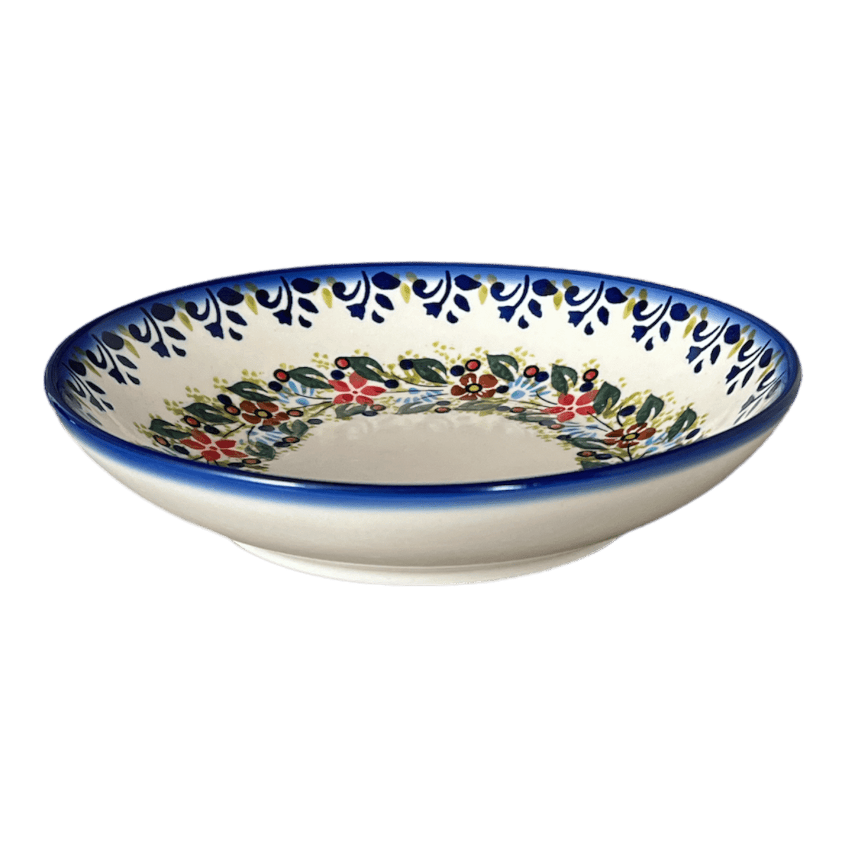 Bowl, Round, Pasta Bowl, WR (WR5E) in "Wreath of Reds" by W.R. Ceramika | WR5E-WR65