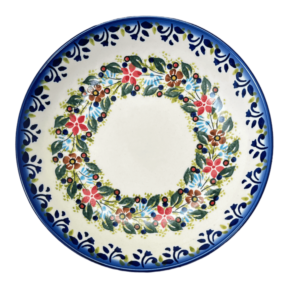 Bowl, Round, Pasta Bowl, WR (WR5E) in "Wreath of Reds" by W.R. Ceramika | WR5E-WR65