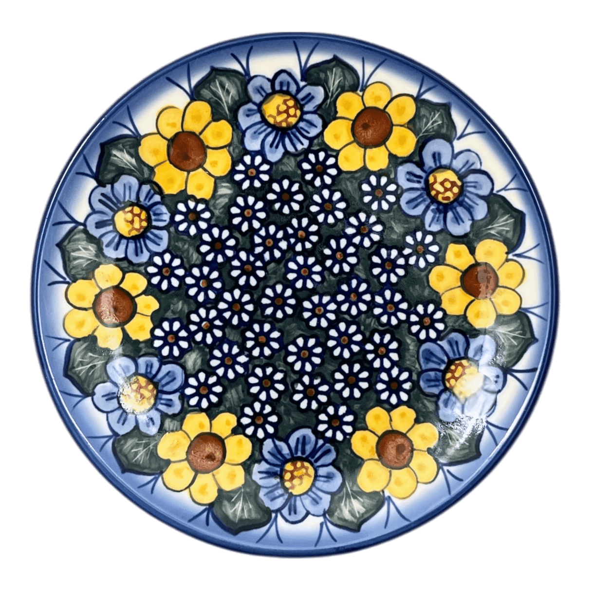 Plate, Round, Dessert, 7.75", WR (WR5G) in "Daisy Meadow" by W.R. Ceramika | WR5G-BK2