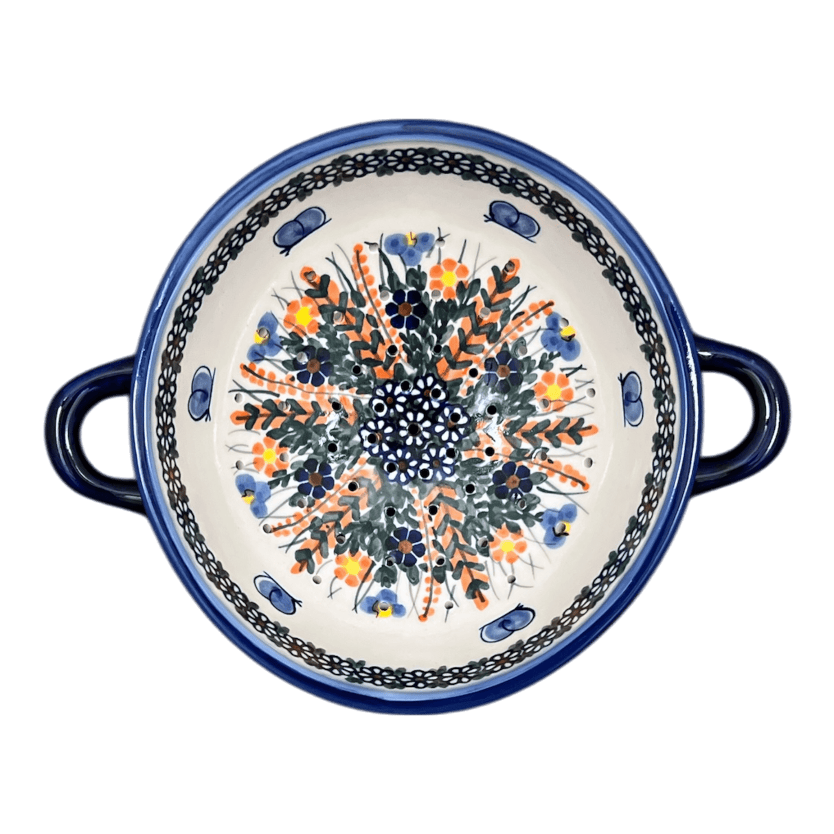 Bowl, Round, Colander/Berry, 7.75", WR (WR62A) in "Butterfly Delight" by W.R. Ceramika | WR62A-PP2