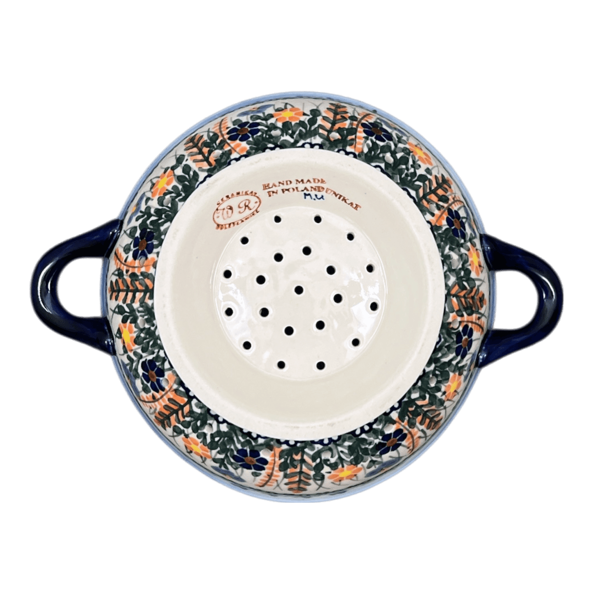 Bowl, Round, Colander/Berry, 7.75", WR (WR62A) in "Butterfly Delight" by W.R. Ceramika | WR62A-PP2