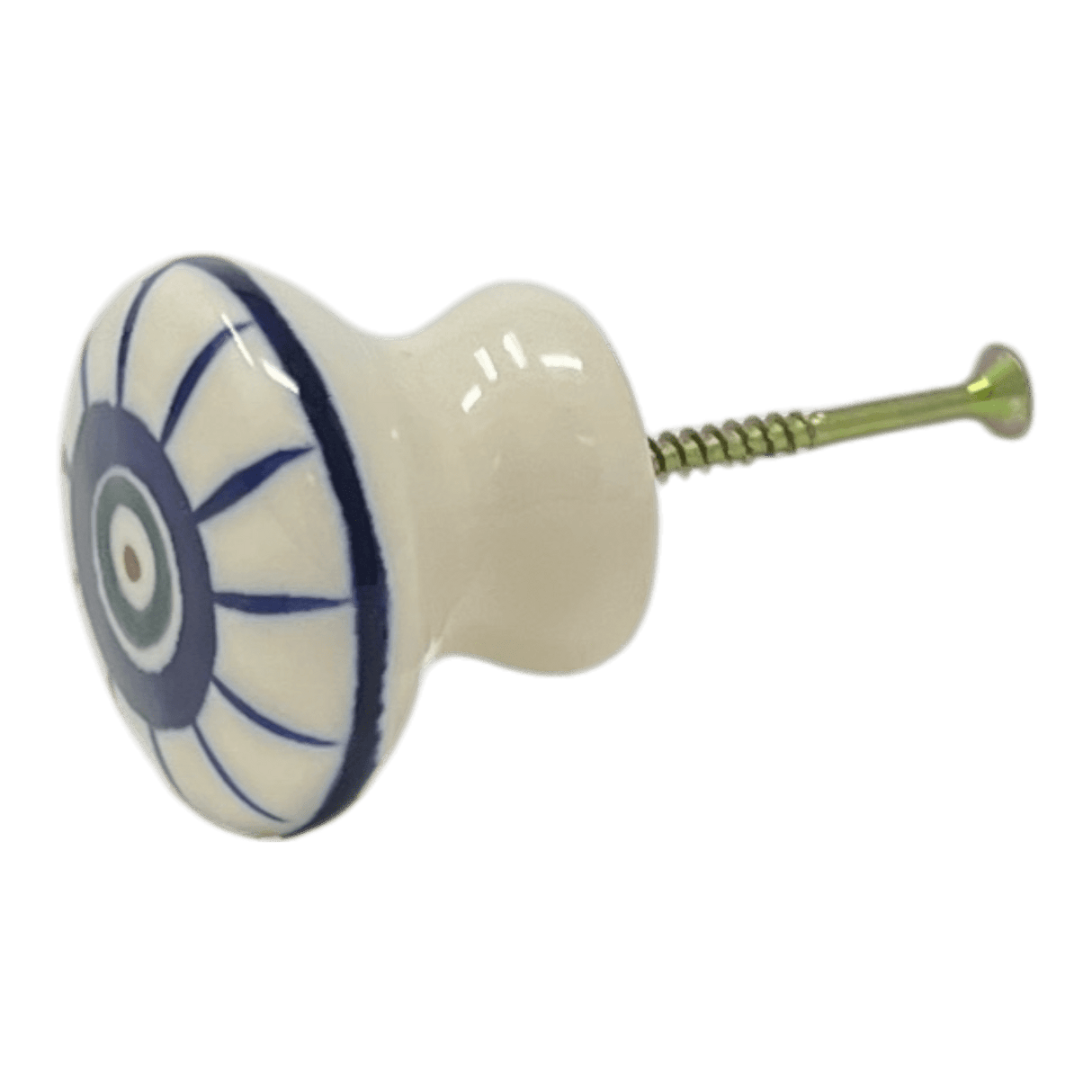 Drawer Pull, 1.25", WR (WR67A) in "Peacock in Line" by W.R. Ceramika | WR67A-SM1