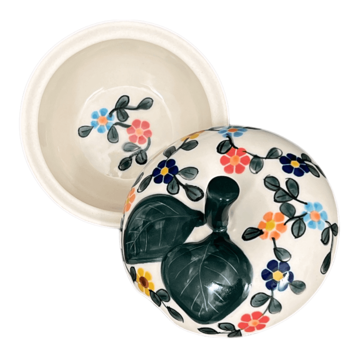Bowl, Apple-Shaped, Sugar Bowl, 4.5". WR, WR (WR9C) in "Rainbow Shower" by W.R. Ceramika | WR9C-NP18