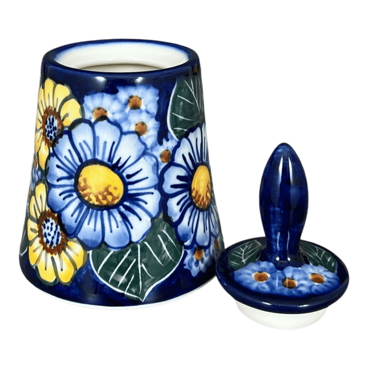 Bowl, Round, Opus, Sugar Bowl, 5.5", WR (WR9D) in "Cobalt Blossoms" by W.R. Ceramika | WR9D-AB5