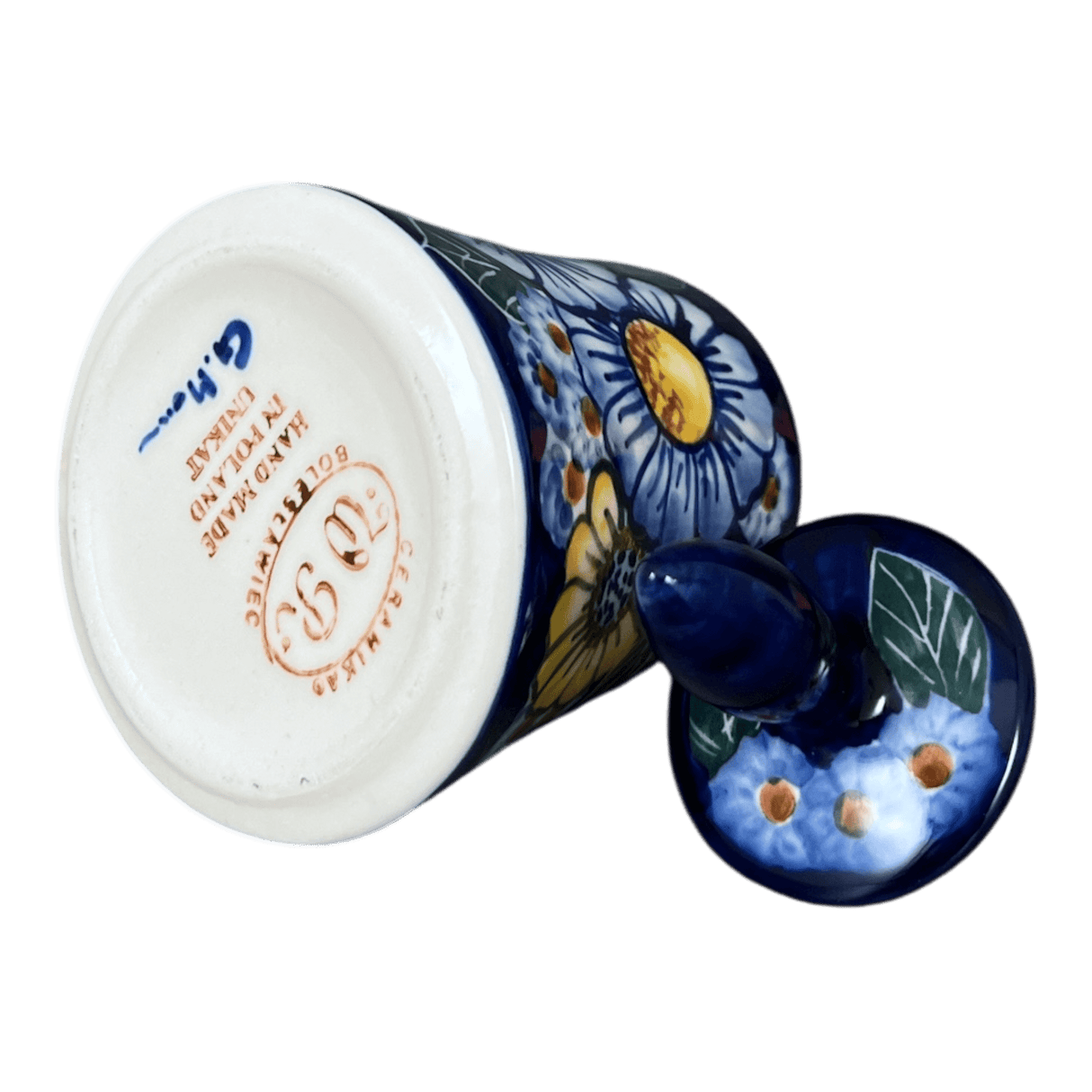 Bowl, Round, Opus, Sugar Bowl, 5.5", WR (WR9D) in "Cobalt Blossoms" by W.R. Ceramika | WR9D-AB5
