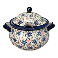 A picture of a Polish Pottery Zaklady 3 Liter Soup Tureen (Swirling Flowers) | Y1004-A1197A as shown at PolishPotteryOutlet.com/products/3-liter-soup-tureen-swirling-flowers-y1004-a1197a