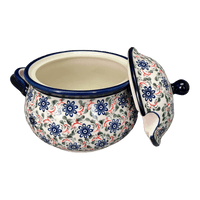 A picture of a Polish Pottery Zaklady 3 Liter Soup Tureen (Swirling Flowers) | Y1004-A1197A as shown at PolishPotteryOutlet.com/products/3-liter-soup-tureen-swirling-flowers-y1004-a1197a