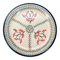 A picture of a Polish Pottery Zaklady Dinner Plate 10.75" (Scarlet Stitch) | Y1014-A1158A as shown at PolishPotteryOutlet.com/products/zaklady-dinner-plate-10-75-scarlet-stich-y1014-a1158a