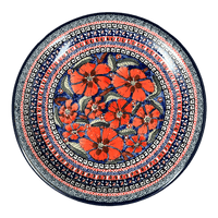 A picture of a Polish Pottery Zaklady Dinner Plate 10.75" (Exotic Reds) | Y1014-ART150 as shown at PolishPotteryOutlet.com/products/zaklady-dinner-plate-10-75-exotic-reds-y1014-art150