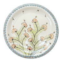 A picture of a Polish Pottery Zaklady Dinner Plate 10.75" (Dandelions) | Y1014-DU201 as shown at PolishPotteryOutlet.com/products/round-dinner-plate-10-75-make-a-wish-y1014-du201