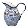 Polish Pottery Zaklady 1.7 Liter Fancy Pitcher (Blue Mosaic Flower) | Y1160-A221A at PolishPotteryOutlet.com