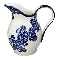 A picture of a Polish Pottery Zaklady 1.7 Liter Fancy Pitcher (Blue Floral Vines) | Y1160-D1210A as shown at PolishPotteryOutlet.com/products/1-7-liter-fancy-pitcher-blue-floral-vines-y1160-d1210a