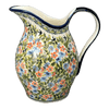 Polish Pottery Zaklady 1.7 Liter Fancy Pitcher (Floral Swallows) | Y1160-DU182 at PolishPotteryOutlet.com
