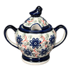 Polish Pottery Zaklady Bird Sugar Bowl (Swirling Flowers) | Y1234-A1197A at PolishPotteryOutlet.com