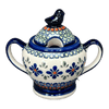 Polish Pottery Zaklady Bird Sugar Bowl (Emerald Mosaic) | Y1234-DU60 at PolishPotteryOutlet.com
