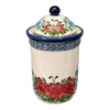 Polish Pottery Zaklady 1 Liter Container (Floral Crescent) | Y1243-ART237 at PolishPotteryOutlet.com